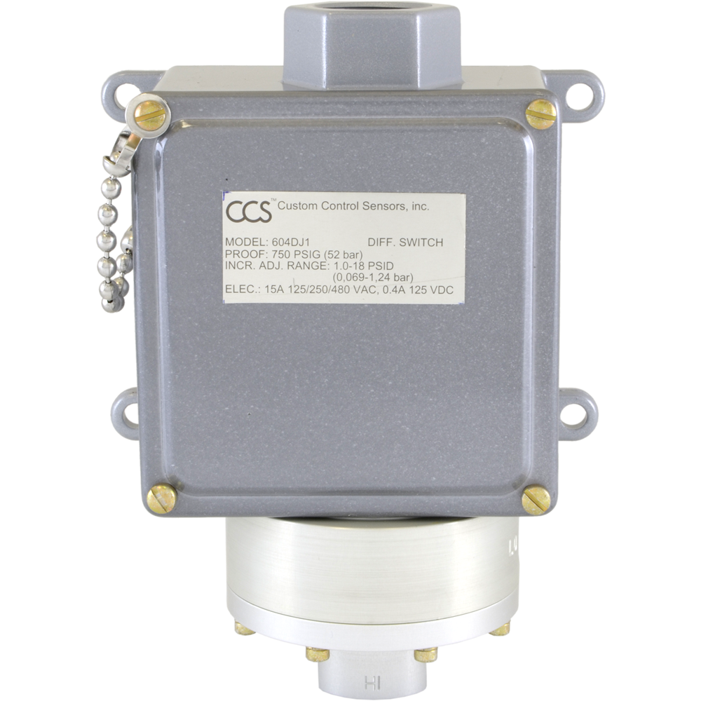 604DJ1 CCS DUALSNAP Differential Pressure Switch, NonHaz. Area, 1/4